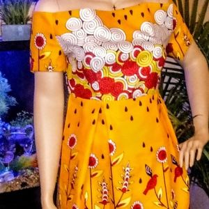 Handsewn african print plus size midi/ dress